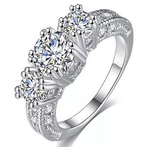 Sterling Silver White Sapphire Diamond Wedding Ring